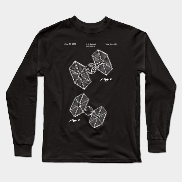 Tie Fighter (white) Long Sleeve T-Shirt by Big Term Designs